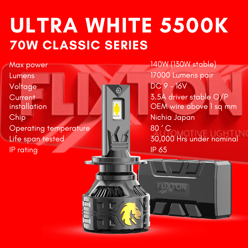 FLIXTON FLX75 ULTRA WHITE 70W Per Bulb 140W Pair Headlamp Bulb and Foglamp bulb (Copy)