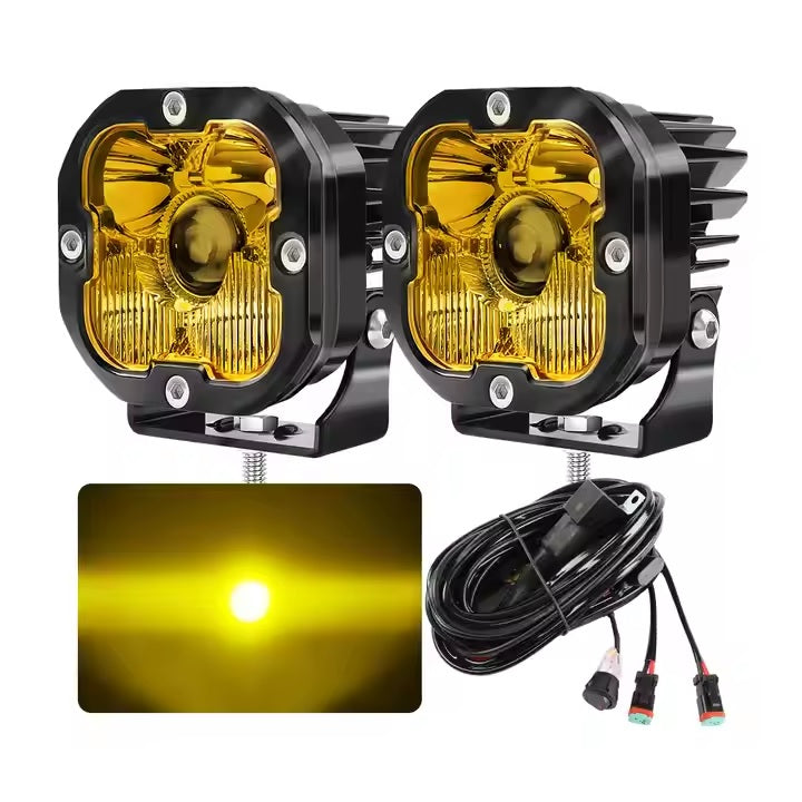 FLIXTON 70W FLX35F Projector Fog Lamp 12V 35W+35W Off-road and touring with harness and switch