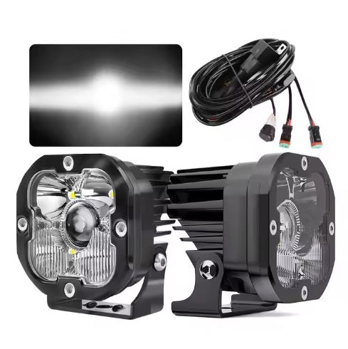 FLIXTON 70W FLX35F Projector Fog Lamp 12V 35W+35W Off-road and touring with harness and switch