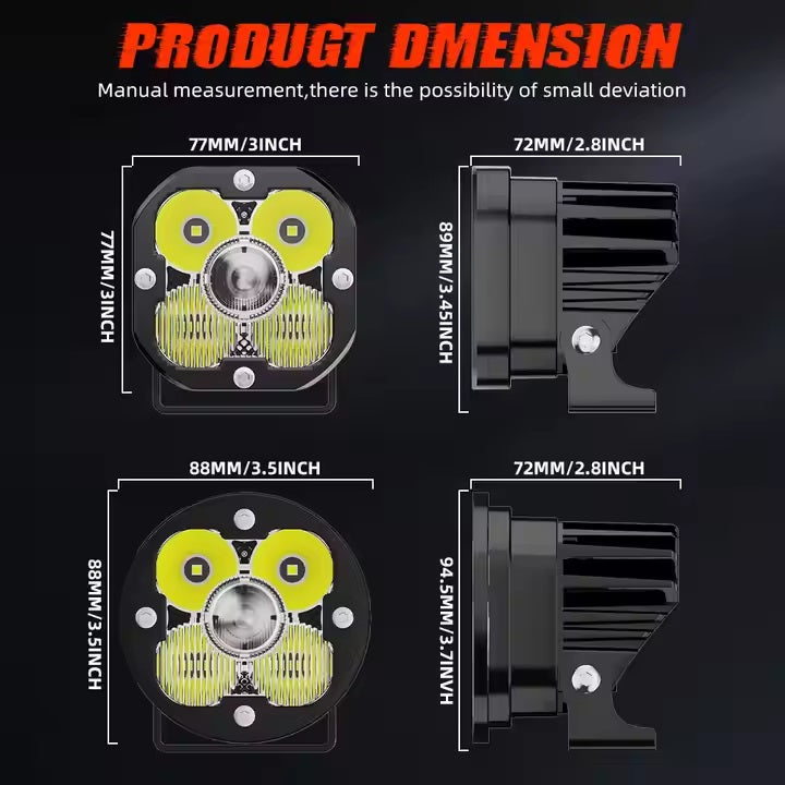 FLIXTON 70W FLX35F Projector Fog Lamp 12V 35W+35W Off-road and touring with harness and switch